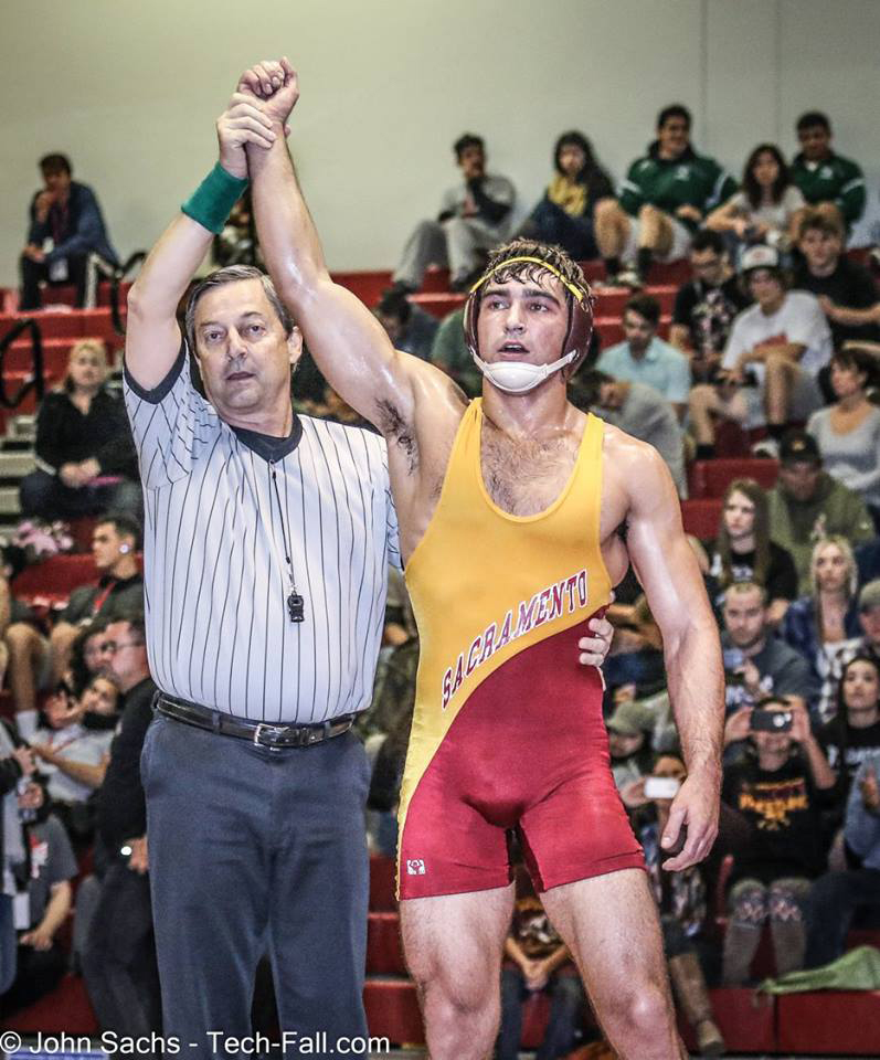 City College wrestler Dylan Forzani wins an individual state title after defeating his teammate in the fi nals of the State Championship tournament at Fresno City College Dec. 13.