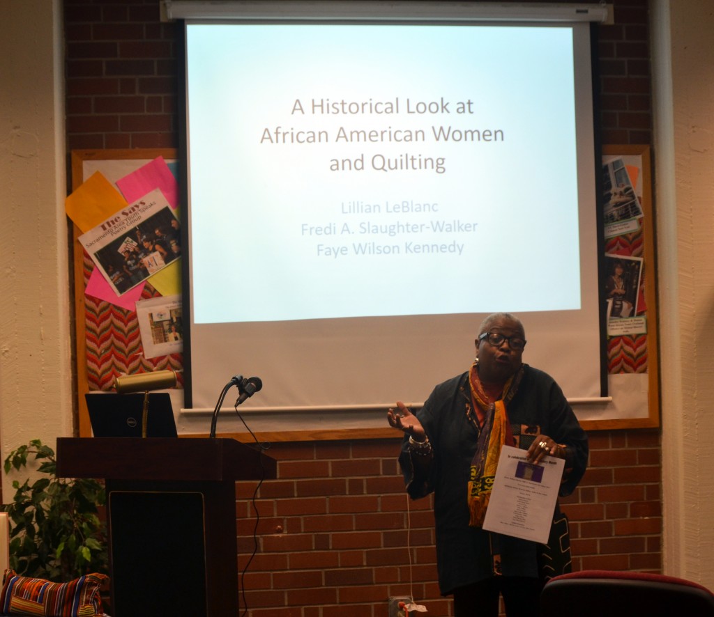 Faye Wilson Kennedy, sisters quilting collective, giving a presentation about the history of African American quilters. Barbara Williams, Staff Photographer.| BarbarajExpress@gmail.com