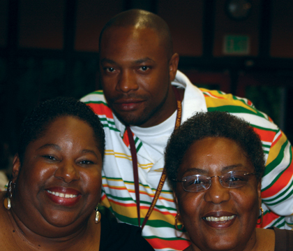 Pan-African Night, held at City College by the Cultural Awareness Center April 24, included guest speaker Danita Scott-Taylor, director of Student Support Services at San Mateo College, who poses with her mother, Minnie Scott, and performer Joseph Franklin.