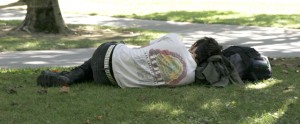 Allison Valenzuela || valenzam@imail.losrios.edu || Student grabs a nap under the trees in the Quad.