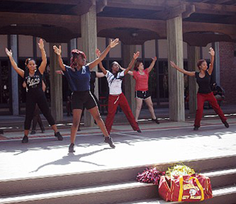 PICTURE OF THE DAY-Sept/6 - City College dance group practices a dance routine for the Friday's upcoming events on the quad's outside stage.  Lola Ganchenko | lolaa.ganchenko@yahoo.com