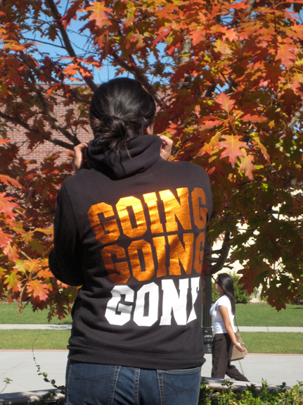 PICTURE OF THE DAY- Oct. 29, 2012. Halloween is all about orange and black. Marisa Rodriguez, 26, Art History major  is a proud Giant fan and displays their colors.  Kelvin Sanders | kssr2000@gmail.com