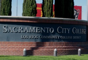 Sacramento City College sign on the corner of Sutterville Road and Panther Parkway