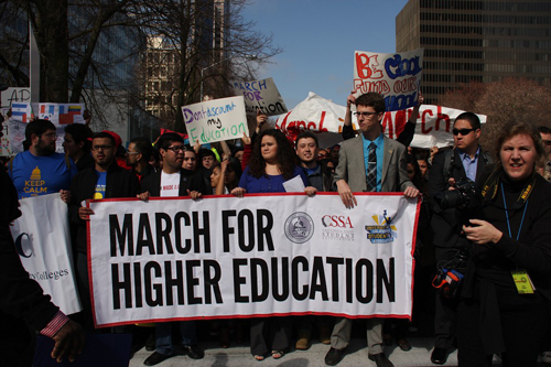 Students march to the state capitol to protest the cuts in education and proposed increases on Monday, March 4. |  Kelvin A. Sanders Sr. | ksanderssrexpress@gmail.com