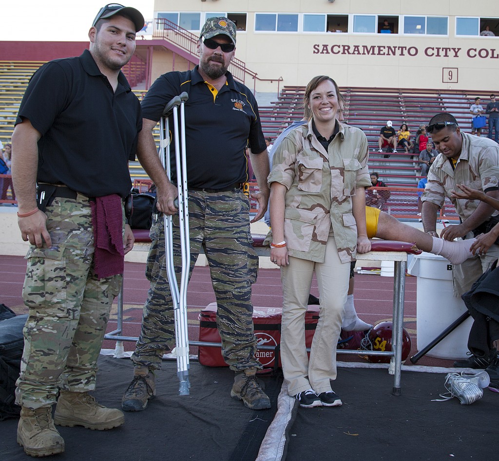  City College athletic trainers dress in honor of veterans day during the final home football game   against Diablo Valley College at Hughes Stadium.  Multimedia Editor/Dianne Rose/dianne.rose.express@gmail.com)
-- 