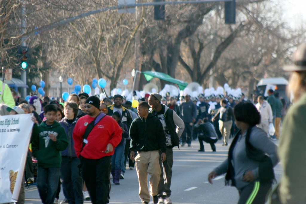 A rendezvous at City College Jan. 20 for an annual parade and march to the capital in honor of the late Martin Luther King Jr. drew an estimated 5,000 spectators and participants, according to Sacramento Police Department personnel. Teri Barth | Online Editor | express.teri.barth@gmail.com