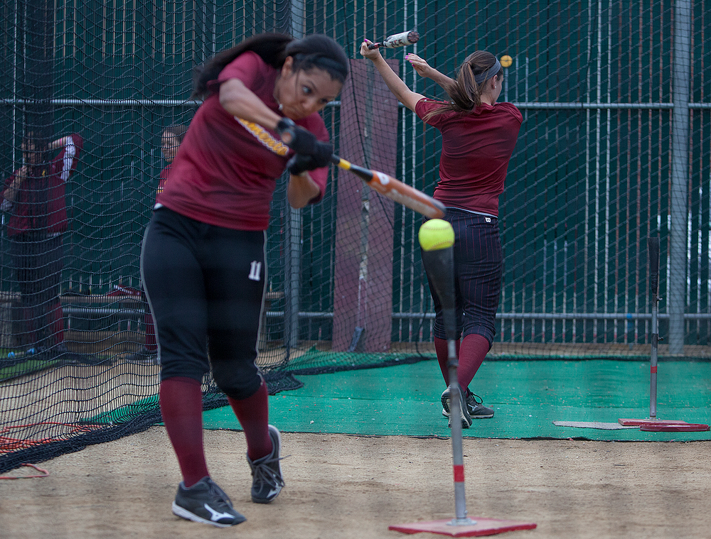 Panthers left fielder Lucia Lopez practices her hitting inside City College's Union Stadium batting cages Jan. 27 in preparation for the upcoming 2014 softball season. Dianne Rose | staff photographer | dianne.rose.express@gmail.com