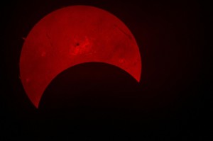 Partial solar eclipse captured Oct. 23 through City College telescope. Emily Foley // Photo Editor // emmajfoley@gmail.com