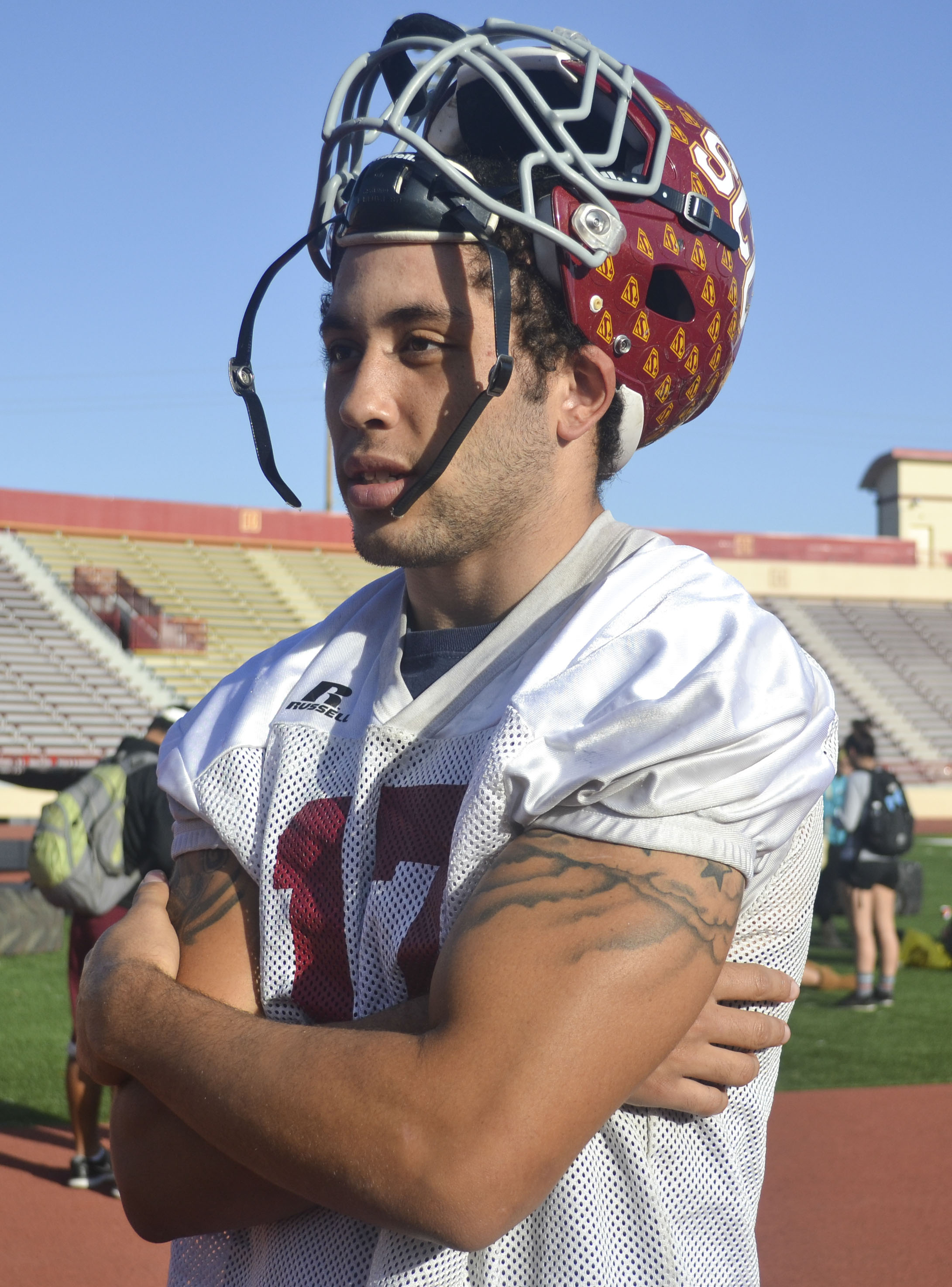 Jordan Morrison, wide receiver, is a "smart" player according to Jason Samuels. Photo by Gabrielle Smith | Photo Editor | gsmithexpress@gmail.com