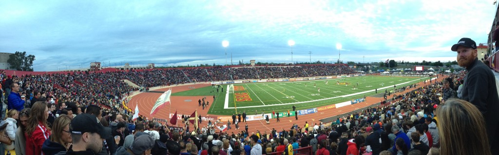 Fans packed into Hughes Stadium for the Sacramento Republic FC game against Harrisburg City Islanders on April 26, 2014. 
Kristopher Hooks // khooksexpress@gmail.com