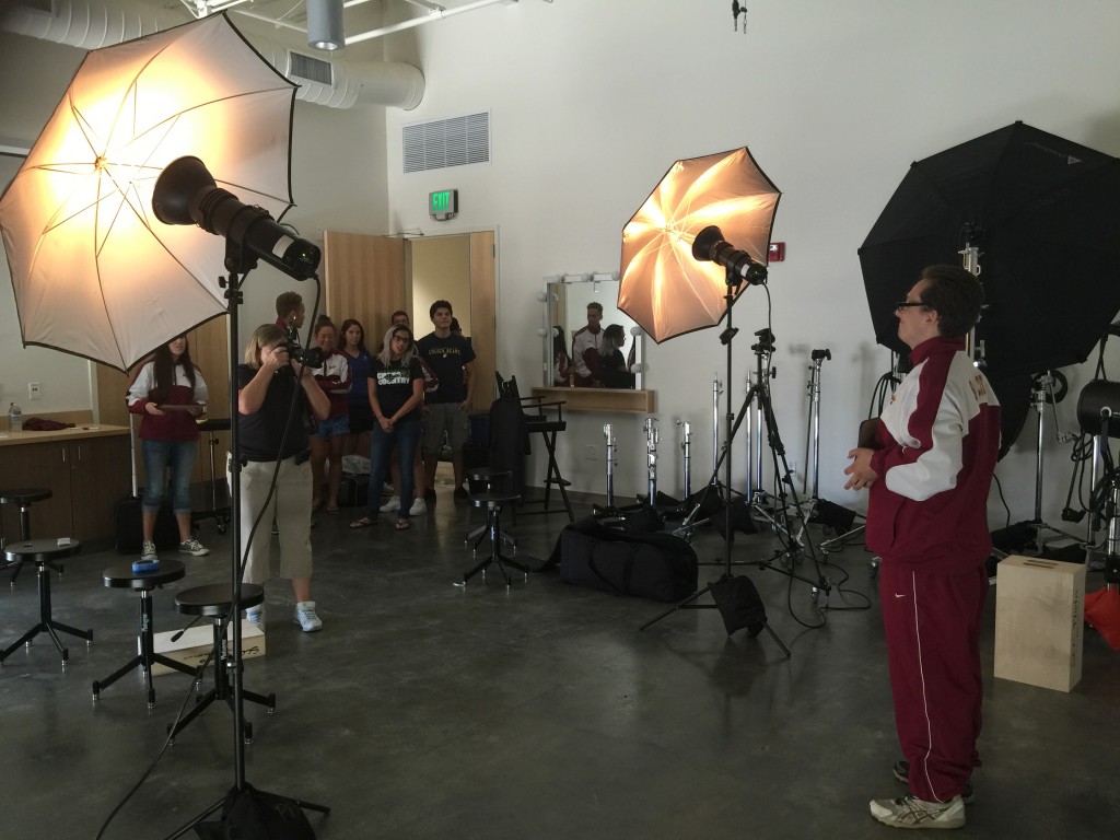 Photographer Dianne Rose, taking advatage of the new state of the art photography studio at City collge while taking profile images of the college's athletes on August 27, 2015