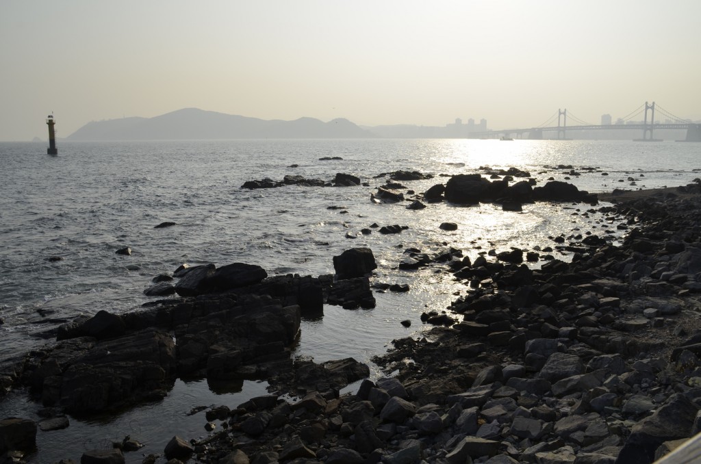Different locations of Busan, South Korea can be viewed at the Dongbaek Island including Haeundae beach and the Gwangan Bridge. Photo by Elizabeth Ramirez.