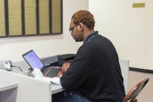  City College student Aaron Ward, Music Production,  studies on the 2nd floor of Roda South on Thursday, Feb. 11, 2016. Hector Flores, Staff Photographer. | hectorfloresexpress@gmail.com