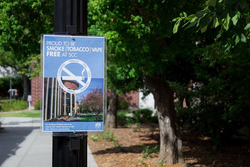 Flyers cover the City College campus reminding students of the new ban on smoking on campus. Cameron Richtik | cameronrichtikexpress@gmail.com | Staff Photographer