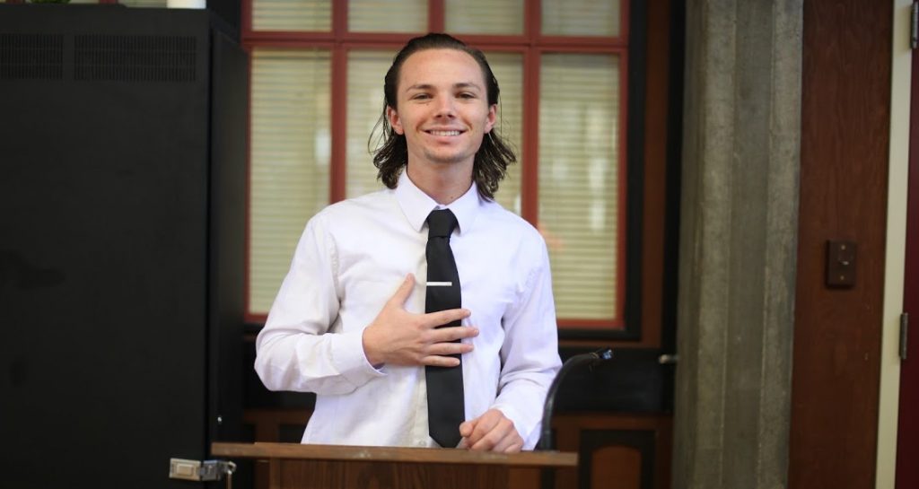 Student Senator Tristan Rogers is a motivational speaker. Photo by Ulysses Ruiz | uruiz.express@gmail.com