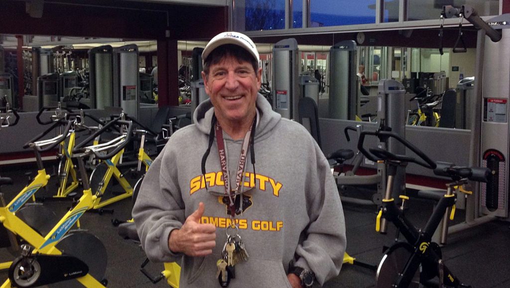 Mark Areson supervises the Life Fitness Center on campus Dec. 7. Photo by Heather Roegiers.