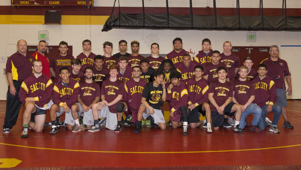 City College wrestling team   at the North Gym on Nov 11. The team qualified 10 wrestlers for the state championships and placed third overall. ©2017 Dianne Rose