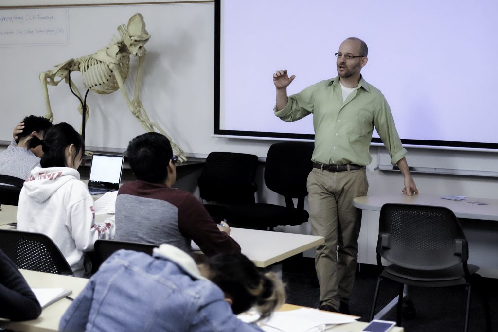 City College Anthropology Professor Michael Grofe instructing his 