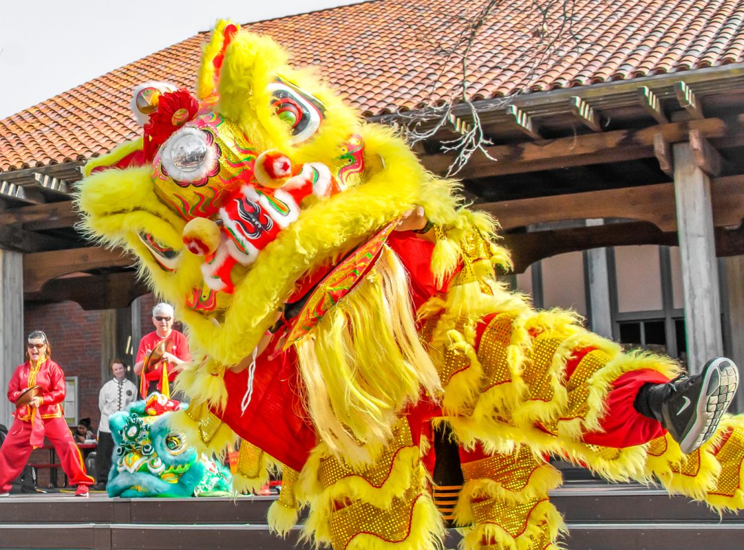 Traditional Lion Dance and Kung Fu and Tai Chi Demonstration performed by Eastern Ways Martial Arts School celebrating the Lunar New Year Calendar on the Quad Stage.  Photo by Sara Nevis | Staff Photographer | snevis.express@gmail.com