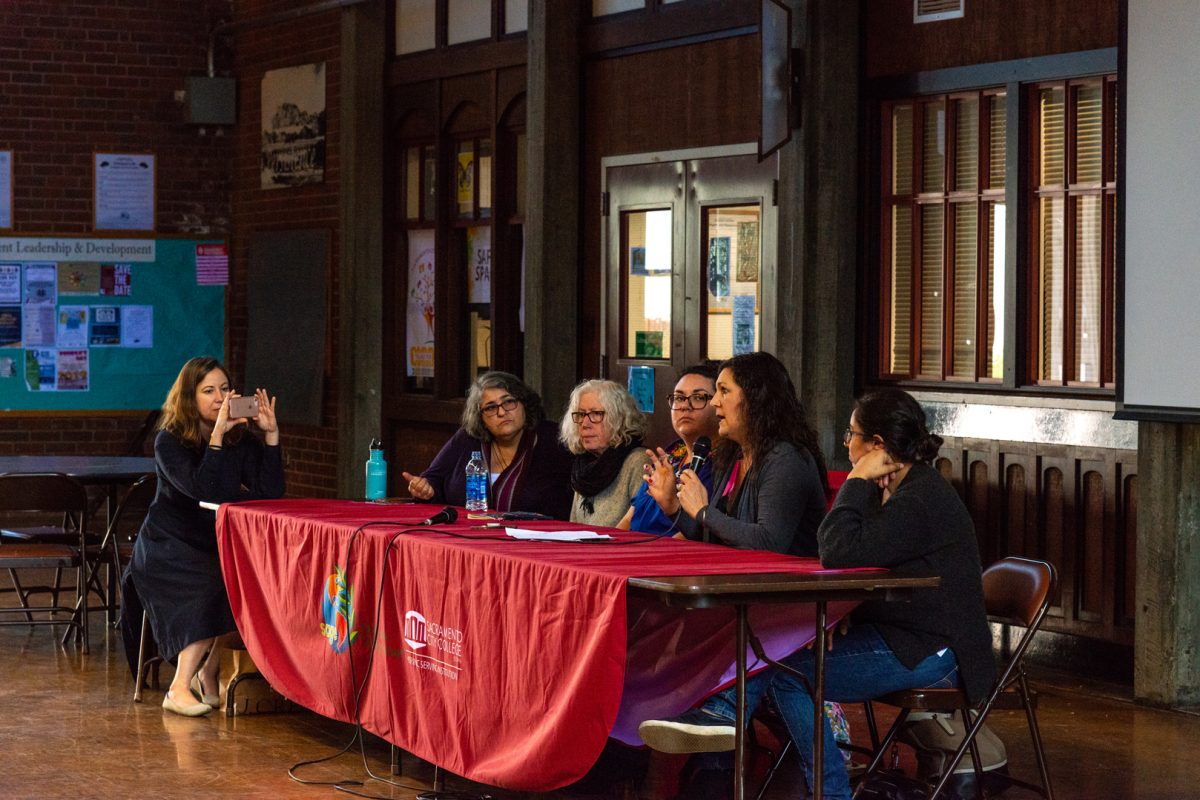 Olga Rodriguez speaking with along with other panelists to participants at the NorCal Resist discussion | Student Center - City College Main Campus | Thursday 02-28-2019 | Photo by Niko Panagopoulos | Staff Photographer | npanagopoulos.express@gmail.com