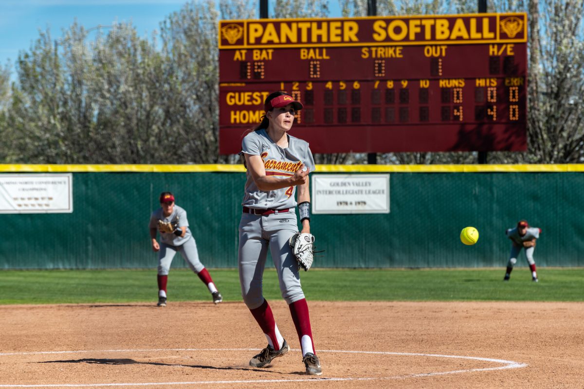 #4 Sacramento City College Pitcher Danielle Reyes releases a pitch | The Yard at City College | Sacramento, CA  | Thursday 03-14-2019 | Photo by Niko Panagopoulos | Staff Photographer | npanagopoulos.express@gmail.com