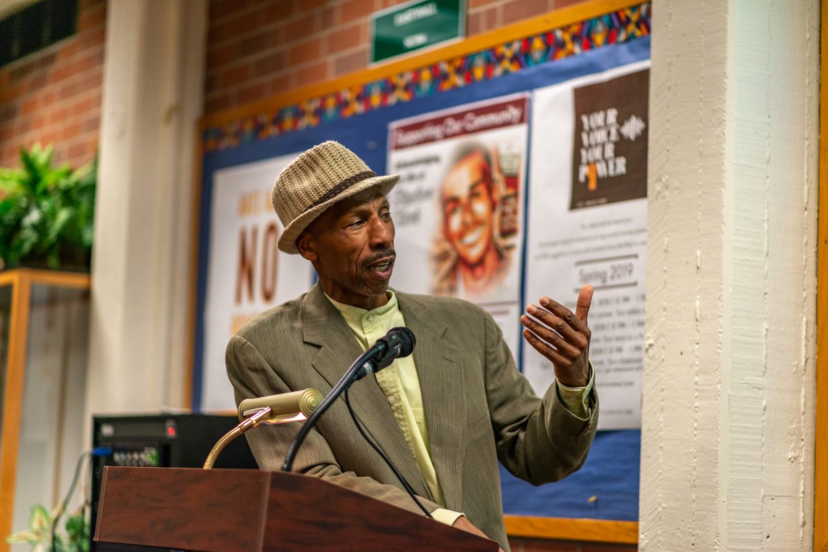 Br. Rashad Baadqir, Author and Ethnic Studies Instructor at Sacramento State University, presenting his lecture on the history of Malcolm X | Sacramento, CA | Cultural Awareness Center - City College | Tuesday 03-12-2019 | Photo by Niko Panagopoulos | Staff Photographer | npanagopoulos.express@gmail.com