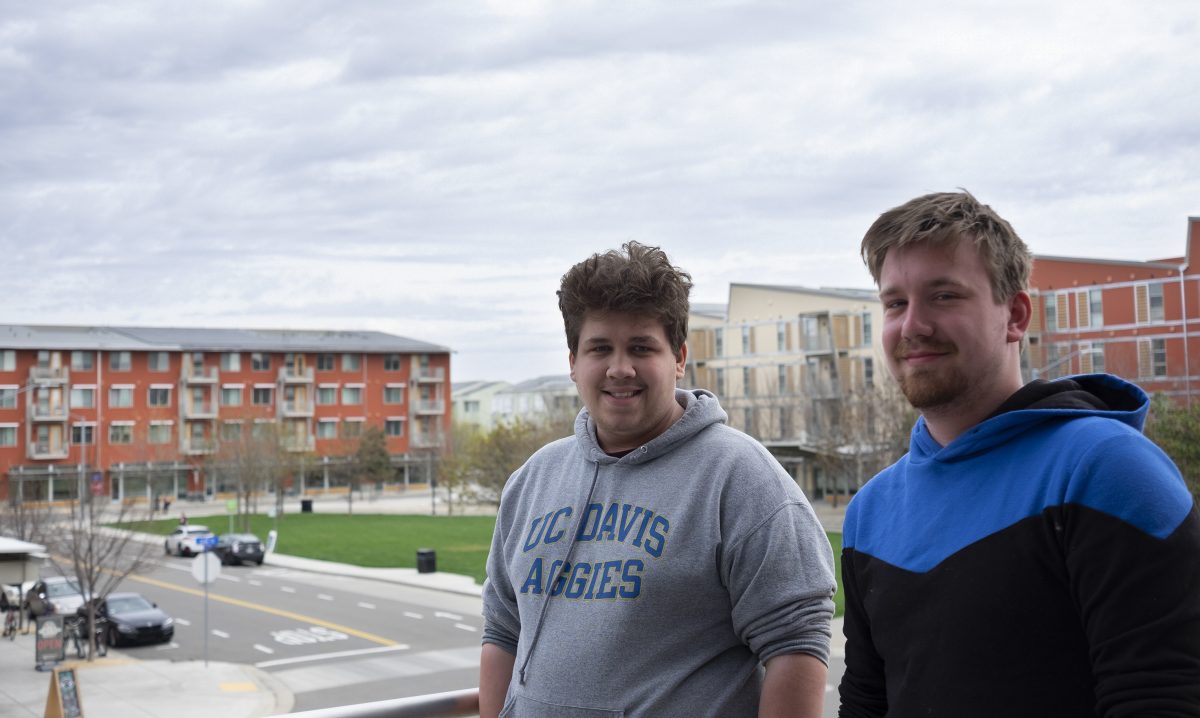 City College students Luca Moretti (left) and Matthew Corey stand on the second floor of the Davis Center of Sacramento City College Monday, Apr. 1, 2019. (Ben Irwin/birwin.express@gmail.com)