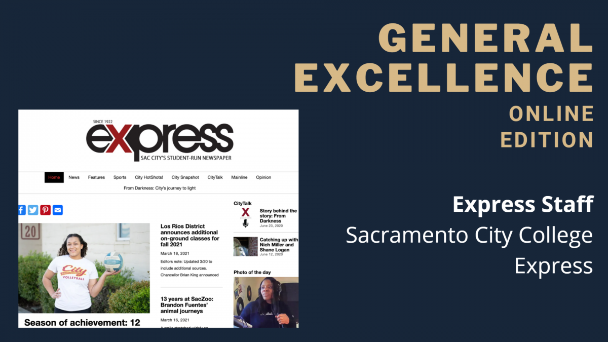 The Express was awarded Online General Excellence at the spring 2021 JACC conference in March. (graphic courtesy of JACCOnline.org)
