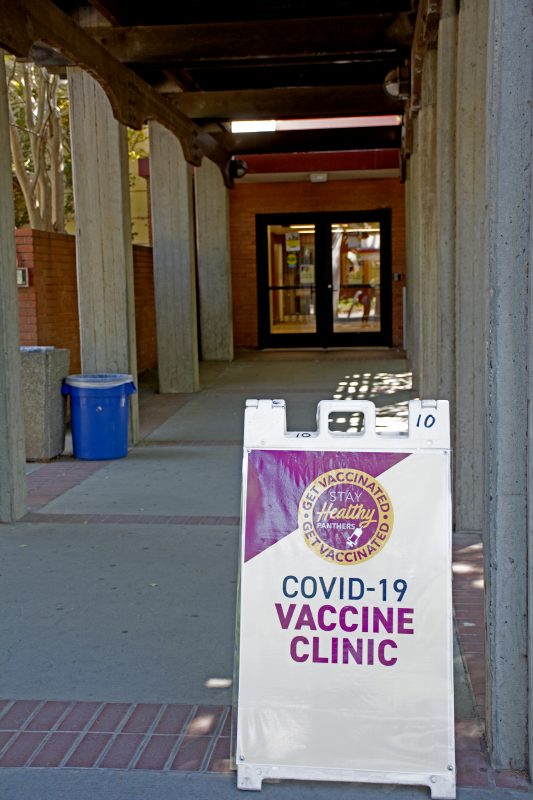 The entranceway to the Sacramento City College vaccination clinic on Thursday, Aug. 26, 2021. Following the school’s announcement of vaccine requirements beginning Oct. 1 for any facility access, the school is offering free Pfizer vaccination for anyone willing to schedule an appointment. (photo: Gavin Hudson/ghudson.express@gmail.com)