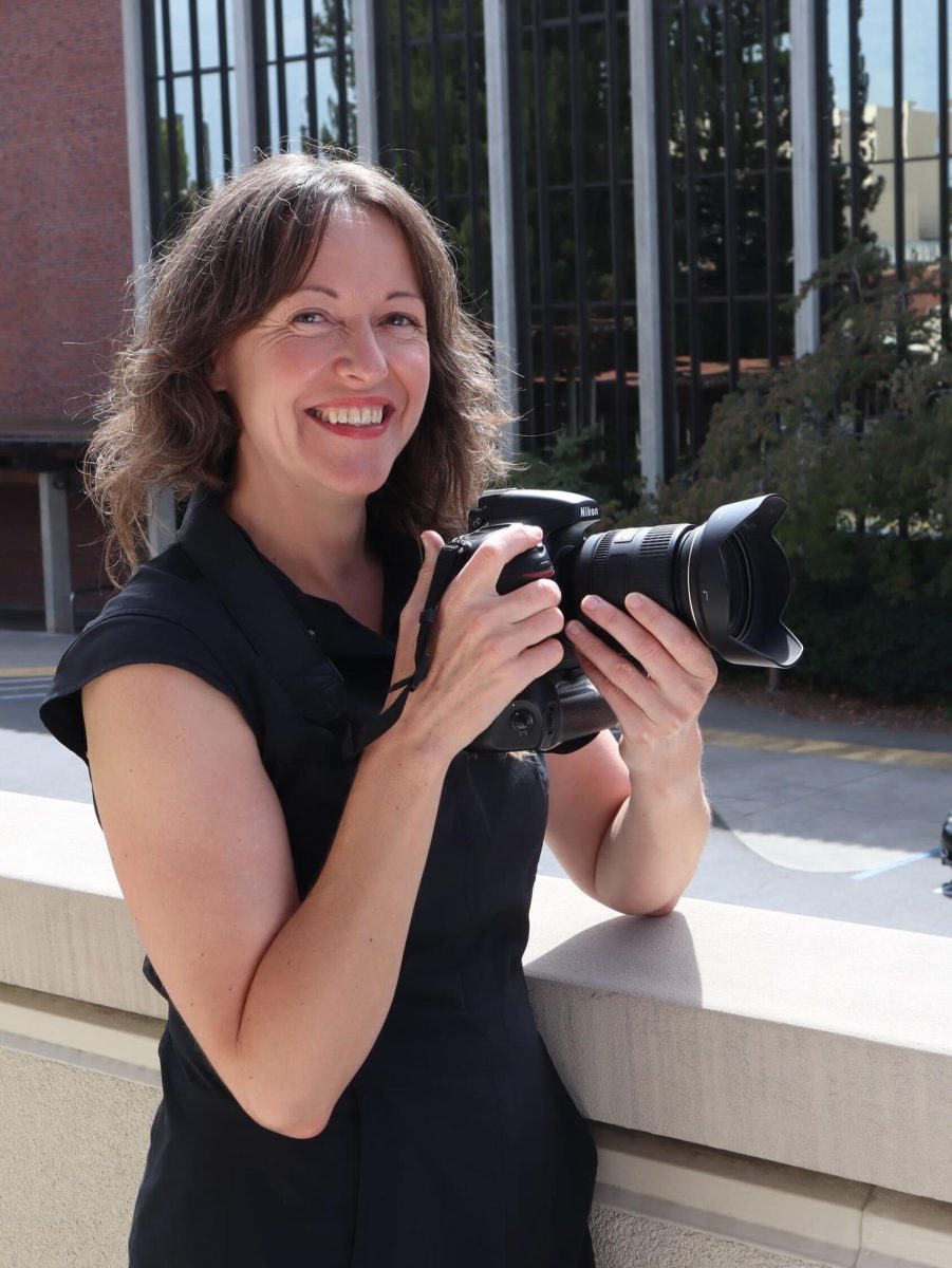 Sacramento City College’s new photography department chair Jessica Layton stands on the Student Services Building balcony Wednesday, Sept. 18, 2024.
