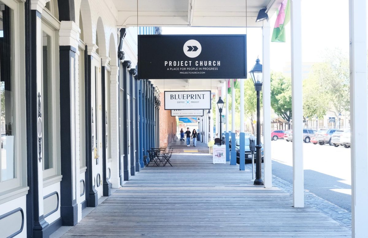 Outside entrance of Blueprint Coffee Project in Old Sacramento, on Friday, May 9, 2025, in Sacramento Calif.