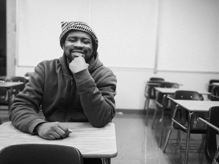 Express Staff Writer, Nassir Sims, in class on Wednesday, Dec. 10th, 2025 at City College in Sacramento, Calif.