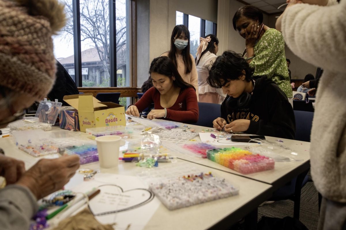 The Asian Pacific Islander Center at Sacramento City College hosts a “Palentine” event for students to meet and share Valentine’s arts and craft projects in the library on Tuesday, Feb. 10, 2026 in Sacramento, Calif.