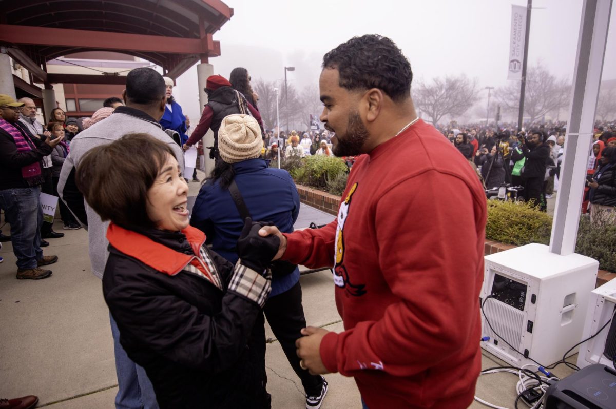 Torrence Powell and Congresswoman Doris Matsui (D) attend the annual Martin Luther King Jr. Day March at Sacramento City College on Monday, Jan. 19, 2026, in Sacramento, Calif. 
