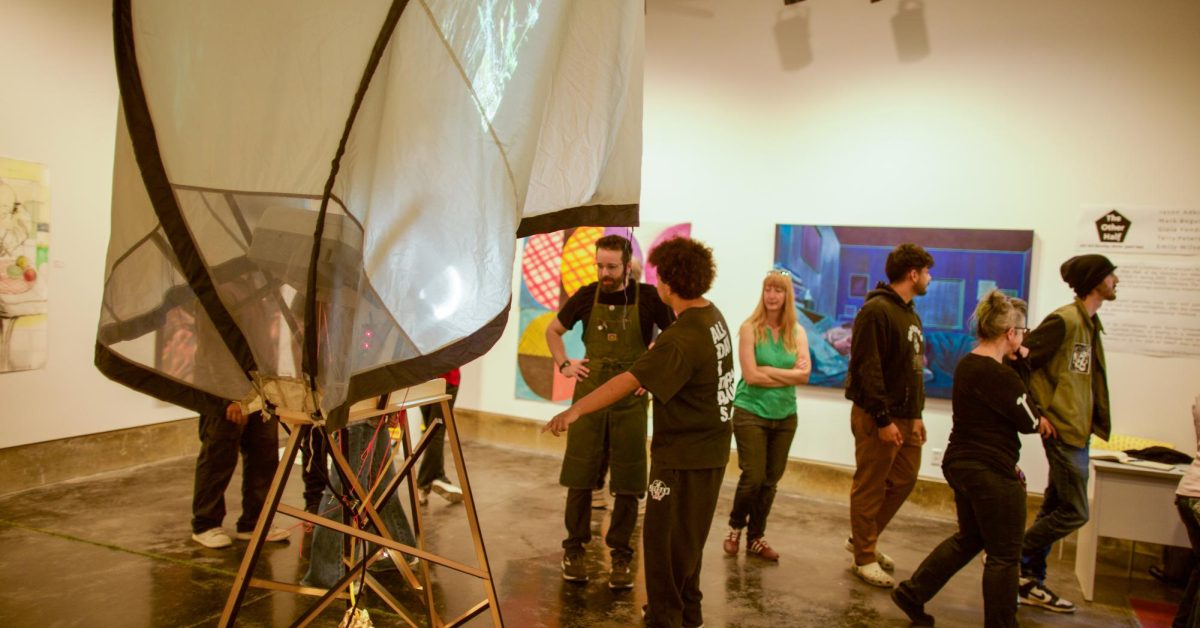 Guests attend a reception for the spring faculty art exhibition “The Other Half; SCC Art Faculty” at the Kondos Gallery on April 30, 2026 at Sacramento City College in Sacramento, Calif. (Express/ Bob Fredenburg)